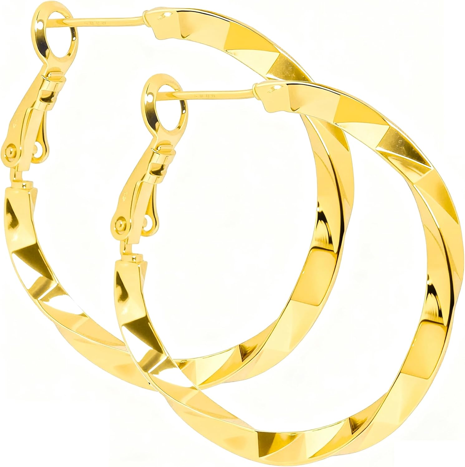 ToHeart Gold Hoop Earrings for Women Gold Plated Twist Hoop Earrings
