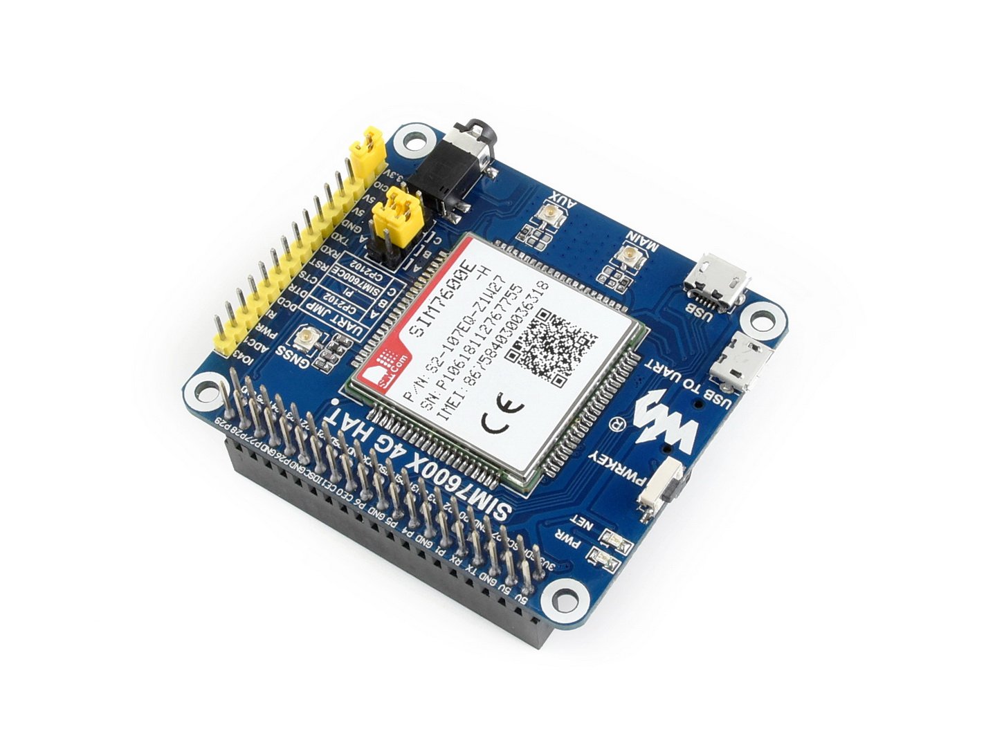 4G/3G/2G/GSM/GPRS/GNSS Hat Based SIM7600E-H for Raspberry Pi/Jetson Nano Support LTE CAT4 for Downlink Data Transfer/4G High-Speed Connection/Telephone Call/Sending SMS