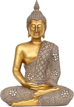 Buddha Statue for Home Decor Gold 12.4 -Buddha Statues for Zen Decor - Spiritual D cor-Buddha Decor for Living Room-Buda   Budda   Indoor Buddha Gift for Relaxation, Meditation or Shrine