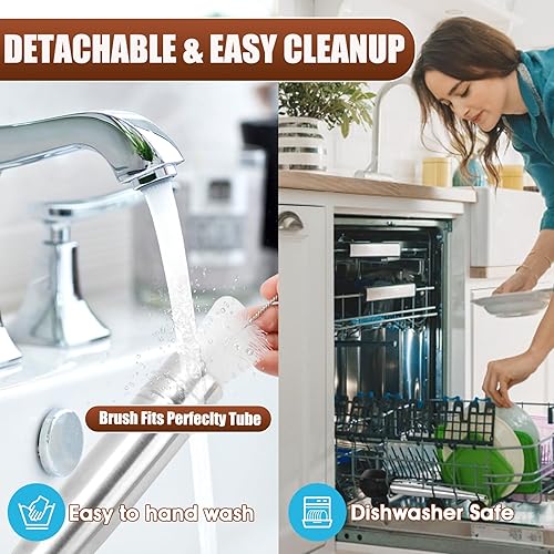 Miniatura 7 de SCHVUBENR Baster grande para pavos con cepillo de limpieza y aguja, herramienta de acero inoxidable para cocinar, fácil de usar y limpiar, jeringa