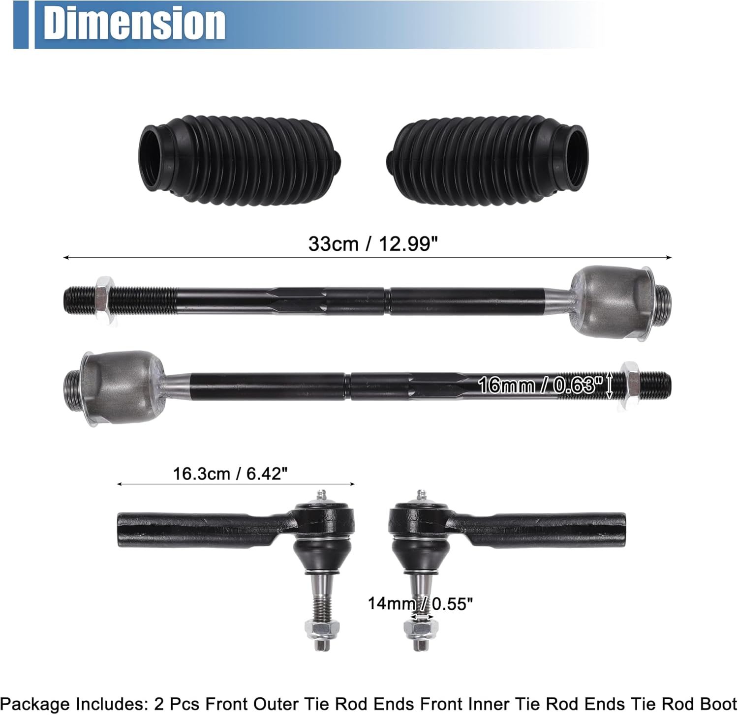 X AUTOHAUX 6pcs Front Inner Outer Tie Rod Ends Kit Suspension Steering Tie Rod End for Cadillac Escalade for Cadillac Escalade ESV Drag Link No.ES800223/EV800084