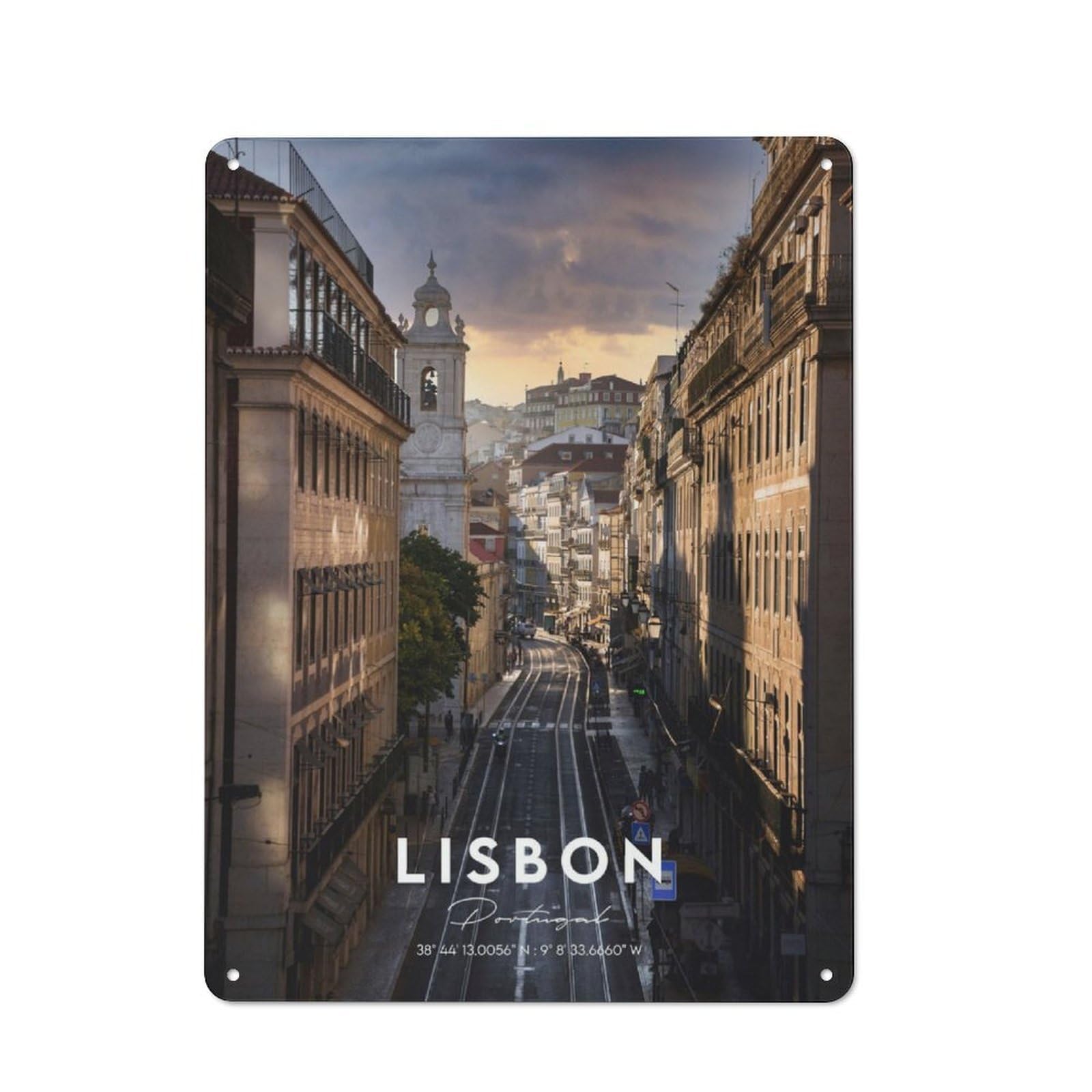 Metal Sign 40x30cm with LISBOA for Workshop Wall, Rustic Decor, for Collectors Decorating Workshops And Hobby Rooms