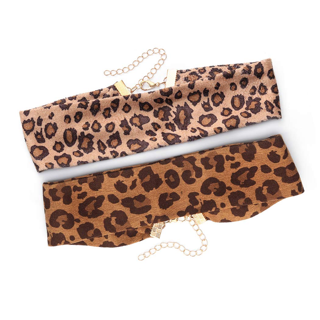 Jakawin Choker Necklace Leopard-print Collar Necklaces Adjustable Chokers for Women and Girls NK226 (Light Brown) : Clothing, Shoes & Jewelry
