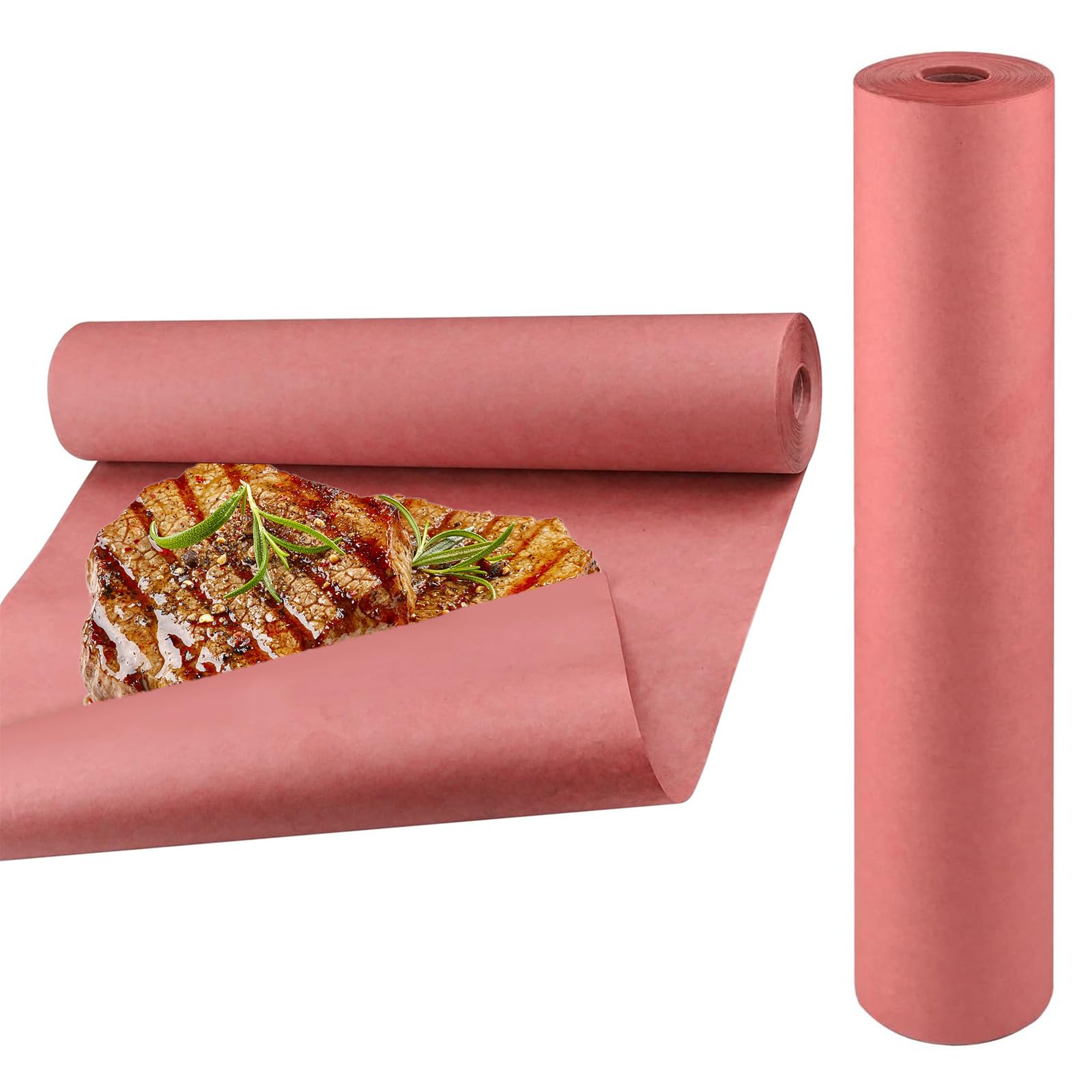 Carta da macellaio rosa, 42 cm x 17 m, originale, per grigliare, affumicare, barbecue, ideale per carne e pesce succosi – Premium
