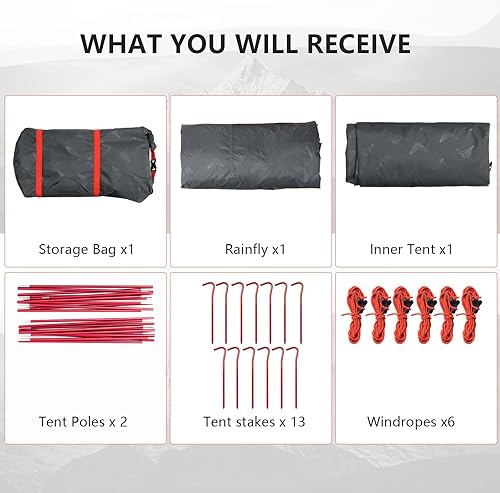 Miniatura 8 de BISINNA Tienda de campaña ligera de 3 estaciones para 22.53 personas, tienda de campaña impermeable UPF40+ con ventilación de doble capa, fácil