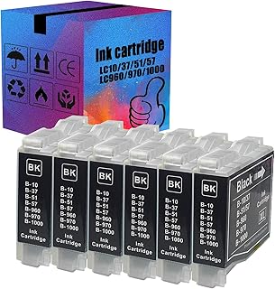 LC10/37/51/57/960/970/1000 Cartuchos De Tinta De Reposição, Multipack Preto E Tri-cor, Compatível Para Brother DCP-130C 135C 150C 153C 157C Impressoras 6 BK Pack