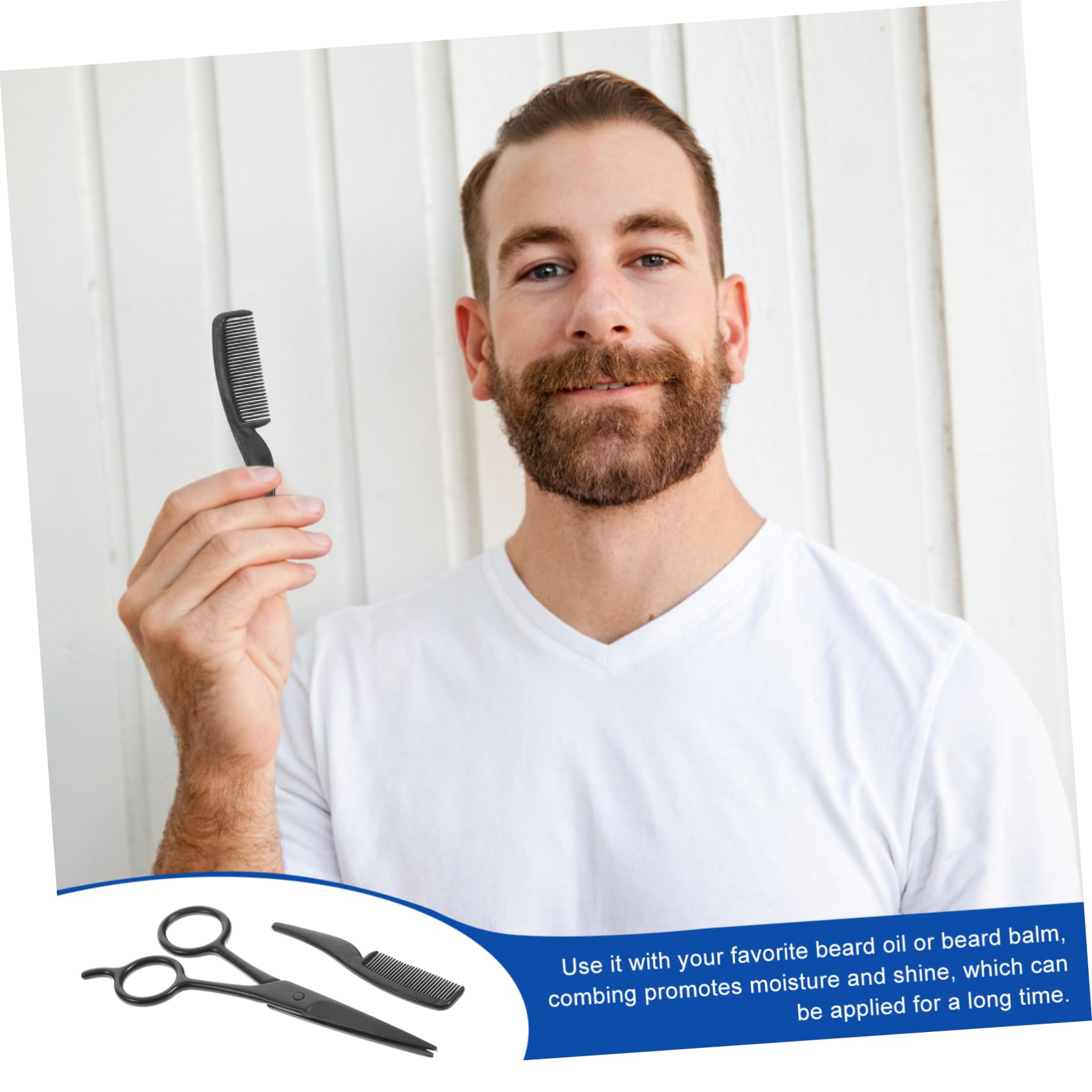 FRCOLOR -one Beard Grooming Kit Scissors Brush Comb for Styling and Trimming Ideal for Home Salons