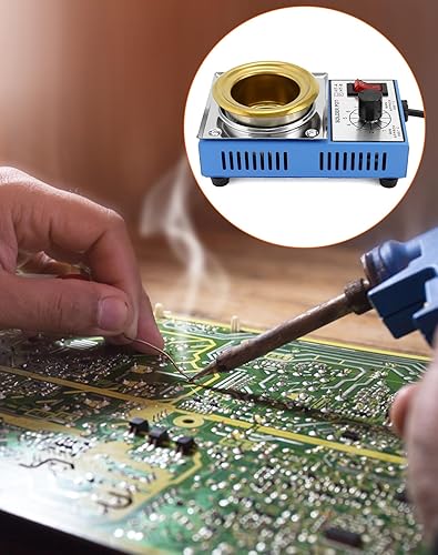 Miniatura 4 de QWORK Olla de soldadura, 150 W 110 V, placa de titanio de baño de soldadura de 1.969 in, capacidad de 17.64 oz 392.0-842.0 F, incluye olla extra de