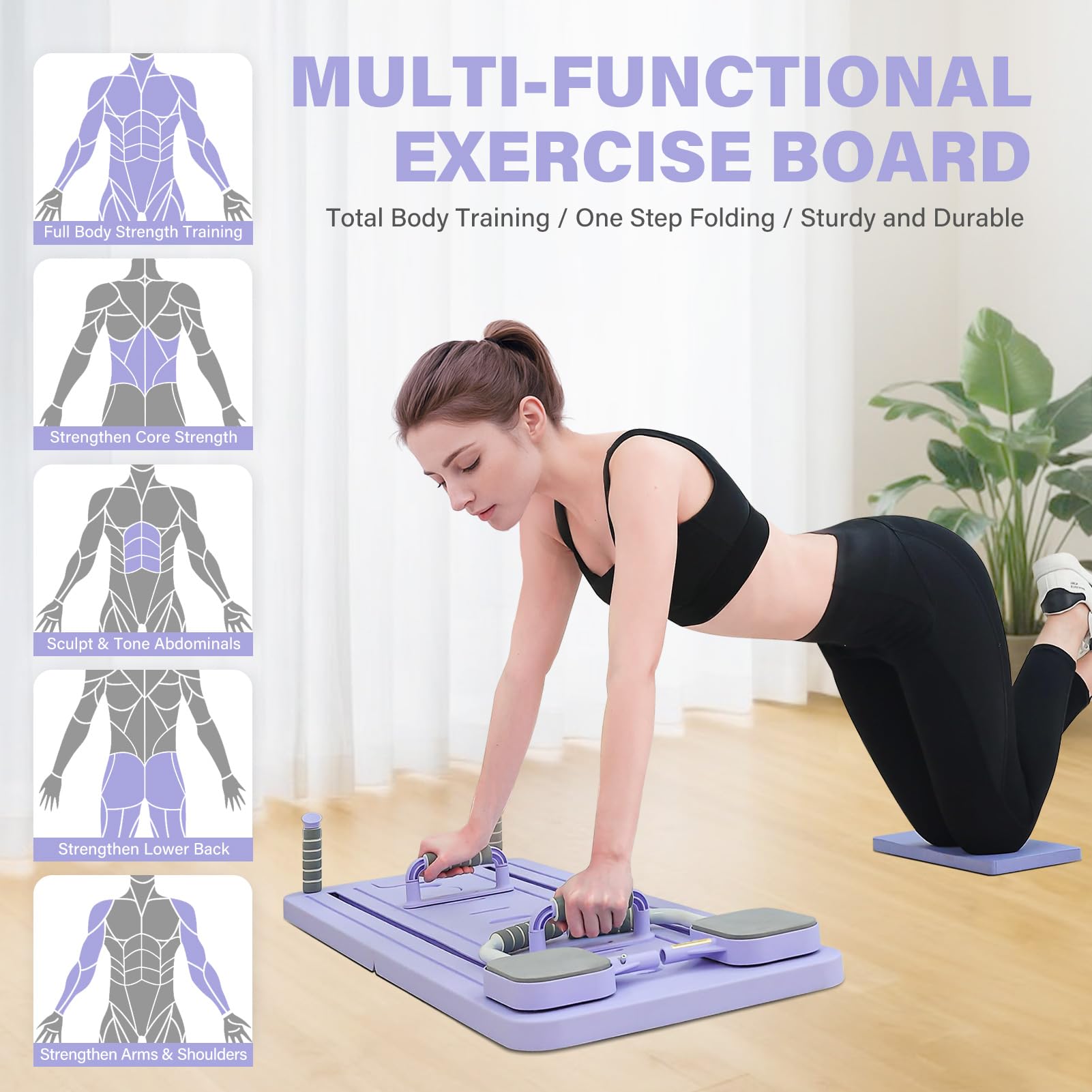 Set 5 in 1 per pilates riformatore, tavola da pilates con contatore a LED, rullo auto-rimbalzo, pieghevole, multifunzionale, per casa e palestra