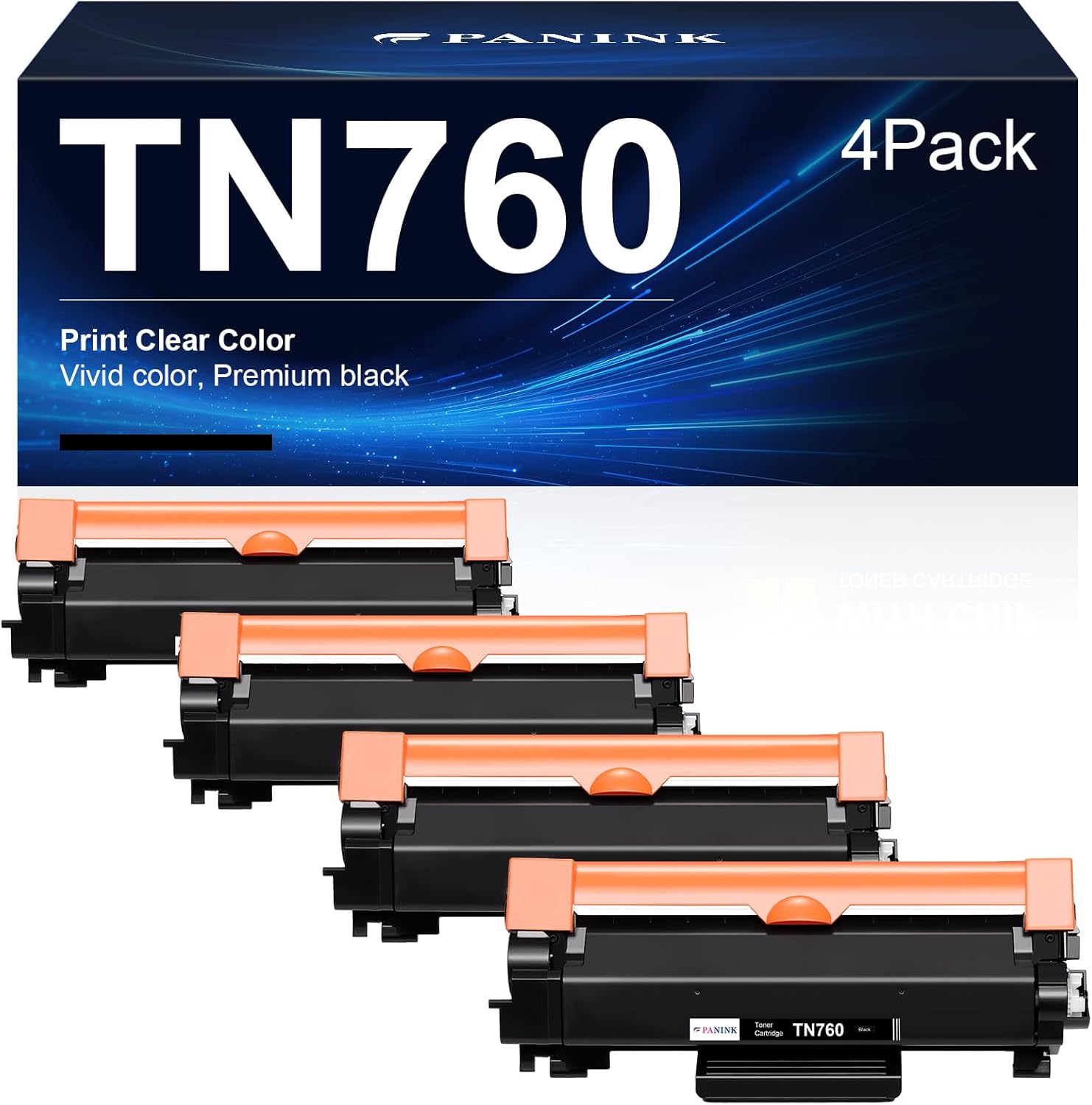 Compatible TN760 Toner Cartridge Replacement for Brother TN 760 TN-760 TN730 TN-730 High Yield for DCP-L2550DW HL-L2350DW HL-L2370DW HL-L2370DWXL HL-L2395DW MFC-L2710DW Printer - 4 Black
