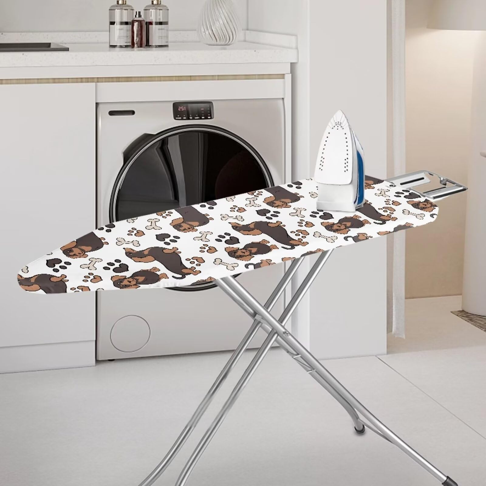 COEQINE Teckel Print Strijkplank Cover Met Leuke Honden Wasbaar Dortable Antislip Elastische Rand Haak Loop Voor Vrouwen