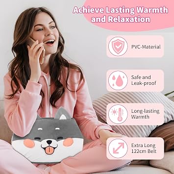 Hot Water Bottle Belt, Wearable Warm Hot Water Bottle with Waist Cover Hot Water Bag with Soft Cover Hot Water Bottles for Neck and Shoulder, Back, Legs Pain Relief and Warm