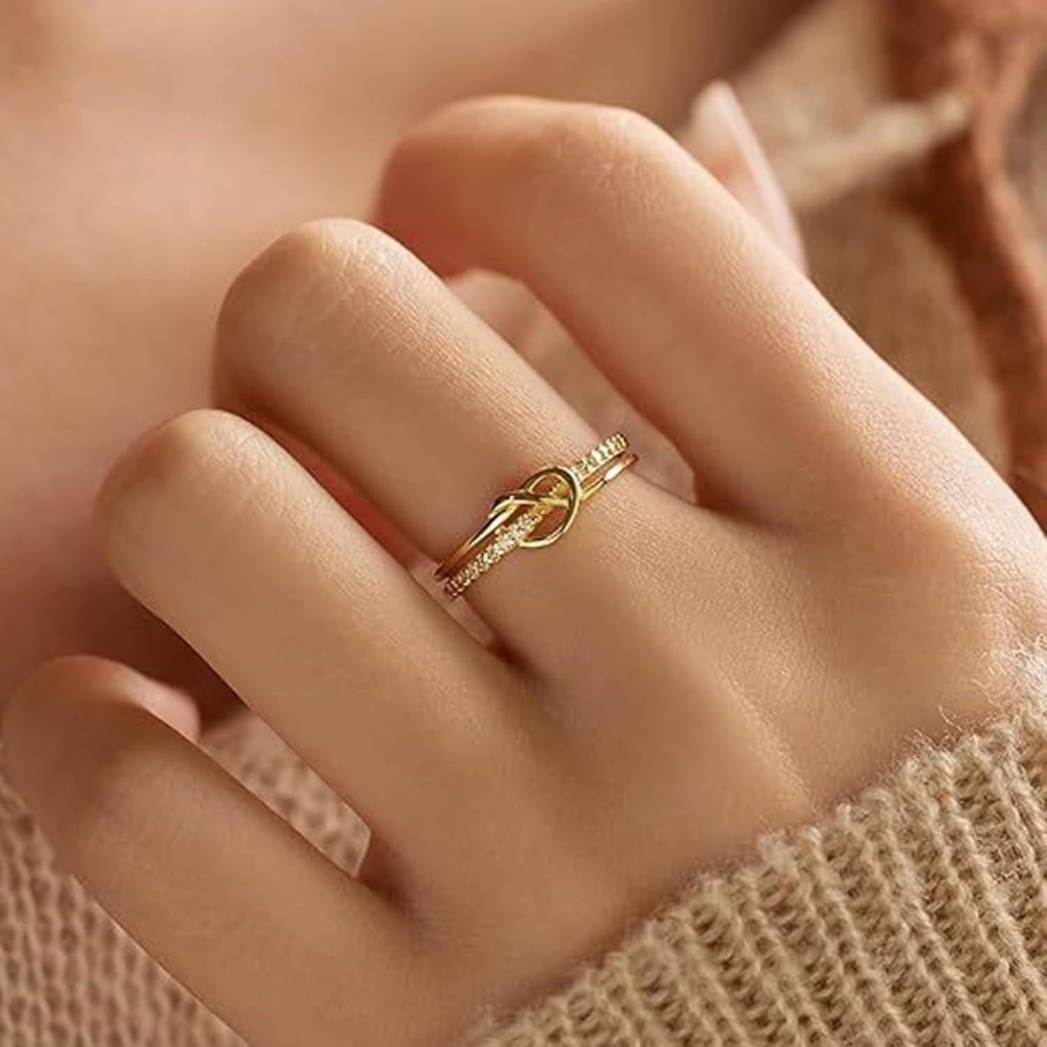 Harry and Henry Gifts for Daughter Love Knot Pinky Promise Ring Gold Stackable Jewelry Trendy Stuff Holiday Gift for Her