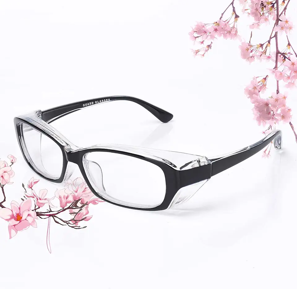 Óculos De Segurança Antipólen, Poeira E Arranhões, Lentes Removíveis, Armação Para Miopia (Preto)