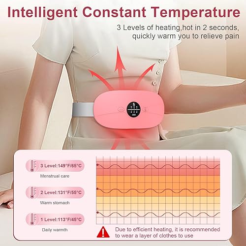Miniatura 3 de Almohadilla térmica eléctrica portátil, almohadillas térmicas inalámbricas con 3 niveles de calor y 3 modos de masaje, almohadilla térmica de