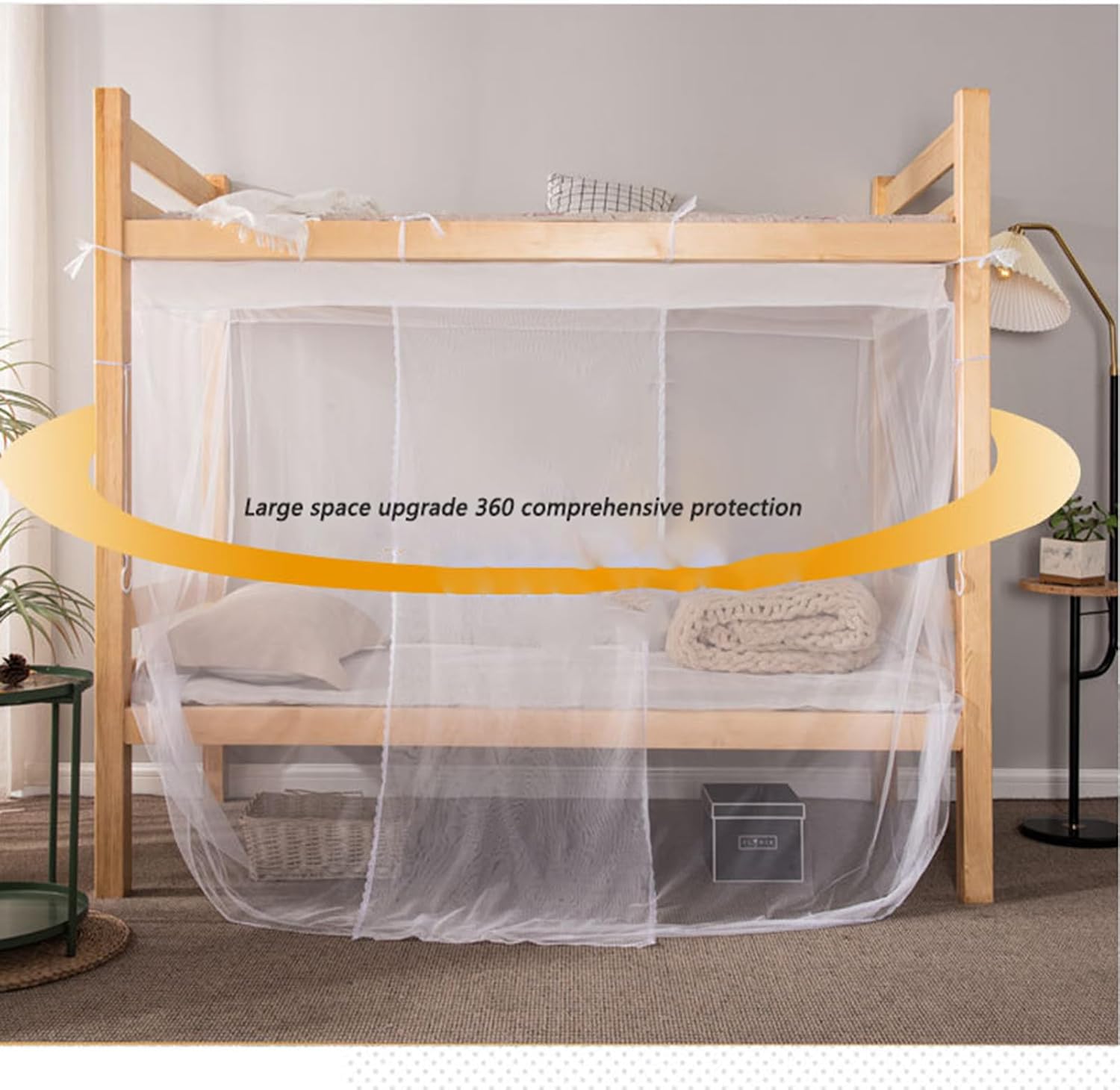 Portable Student Mosquito Netting Dormitory Net Bed Canopy Hanging Bed Curtains Reducing Light Easy Installation for Full Queen King Size Bed Breathable