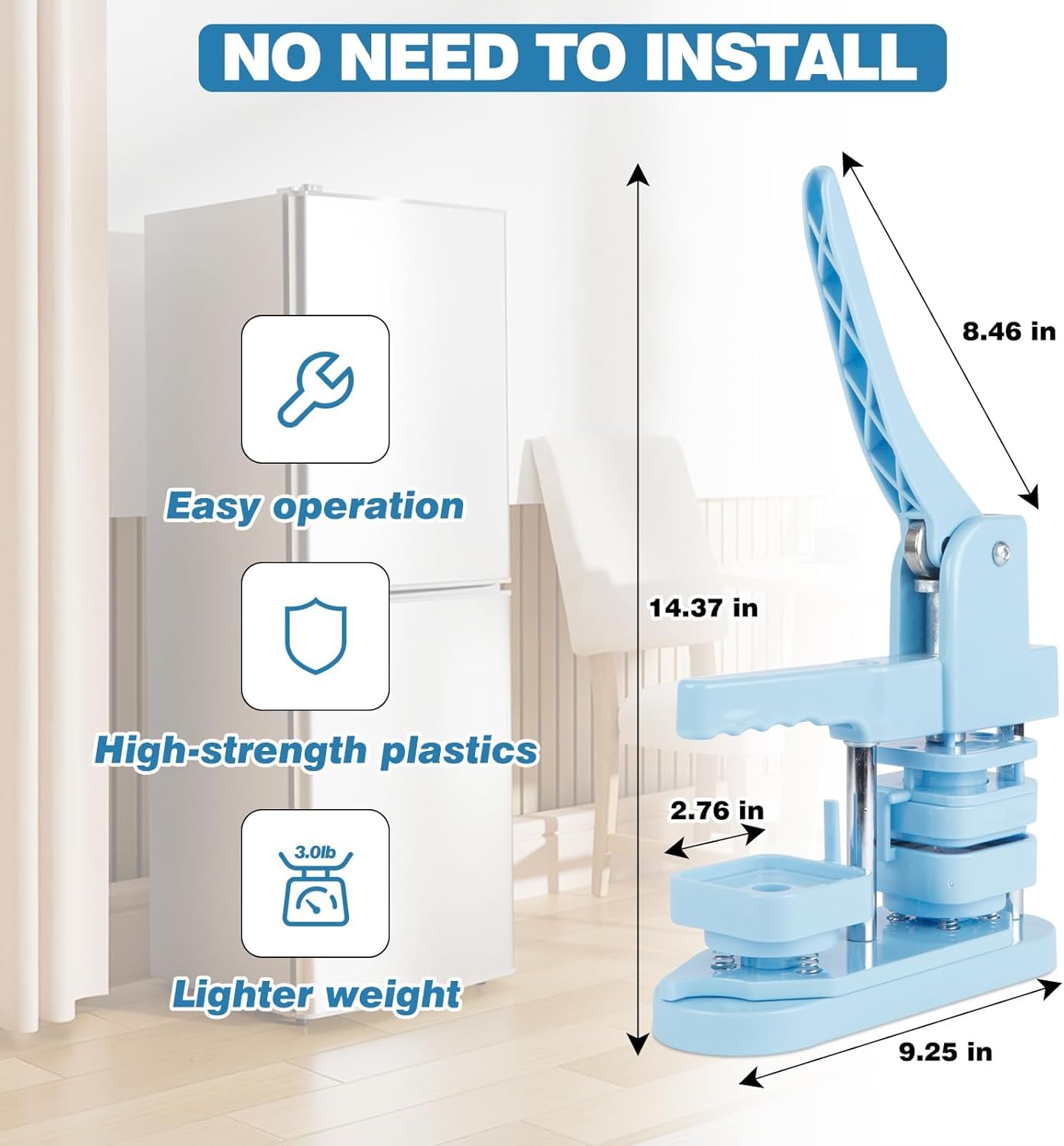 Magnet Button Maker Machine 50mm/1.97 in, Square Photo Magnet Maker Machine, DIY Fridge Badges Magnet Making Kit with 100 Sets Square Button Maker Supplies, Ideal for School, Parties, Events