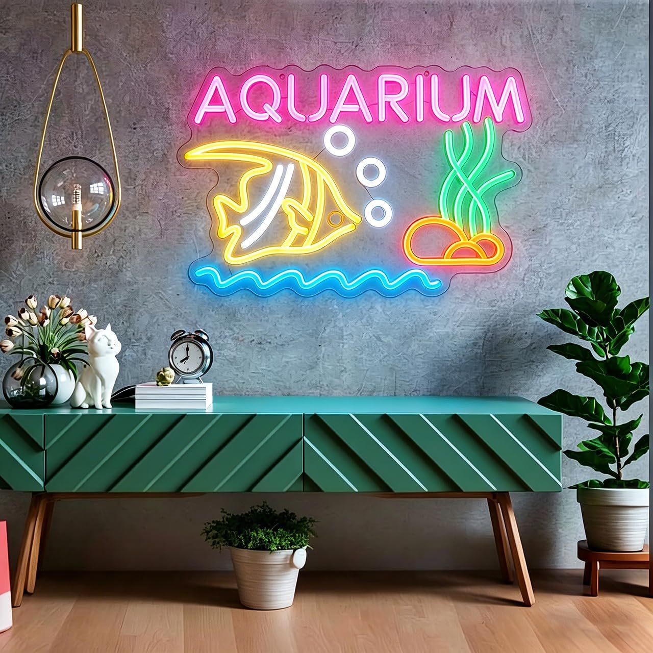 Fish Neon Sign Aquarium LED Light Sign for Wall Decor, Dimmable Tropical Fish Neon light for Bedroom Kids Room fishtank Beach Party Restaurant Ocean Museum Decoration,16.5 * 10.6inch