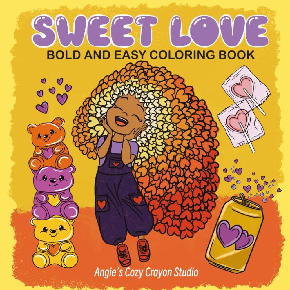 SWEET LOVE: BOLD AND EASY COLORING BOOK | adult coloring book | cute animals | Valentines