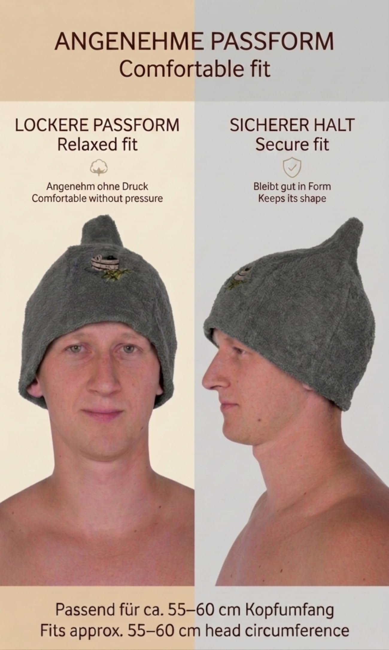 Bonnet de Sauna en Laine avec Broderie, 6 Couleurs, Casquette de Bien-être pour Homme et Femme