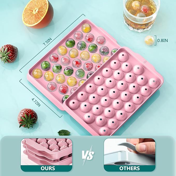 3 Bandejas de Hielos Redondas con Tapa, Rosa, 99 piezas miniatura 2