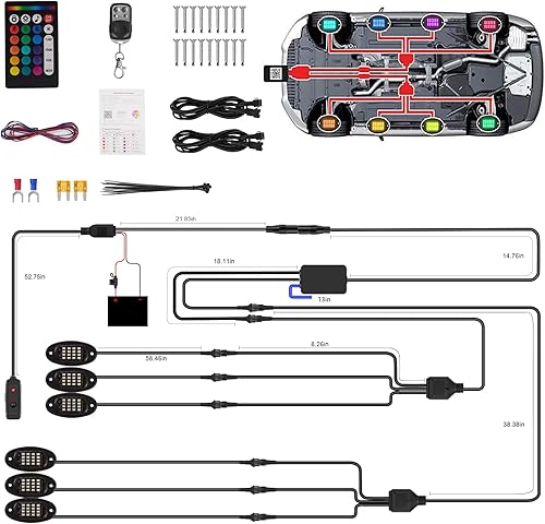 Miniatura 30 de 12 vainas RGB LED Rock Lights para camiones, carrito de golf, camioneta, todoterreno, RV, UTV, ATV, SUV, kit impermeable multicolor para autos