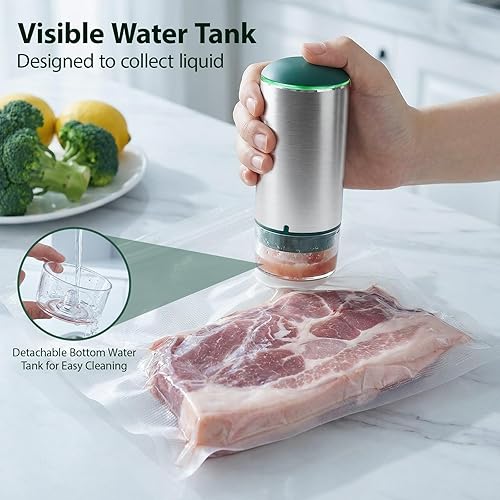 Miniatura 4 de Máquina de Sellado al Vacío Manual para Almacenamiento de Alimentos, Ahorro de Alimentos Compacto Eficiente de 50Kpa con 30 Bolsas de Vacío