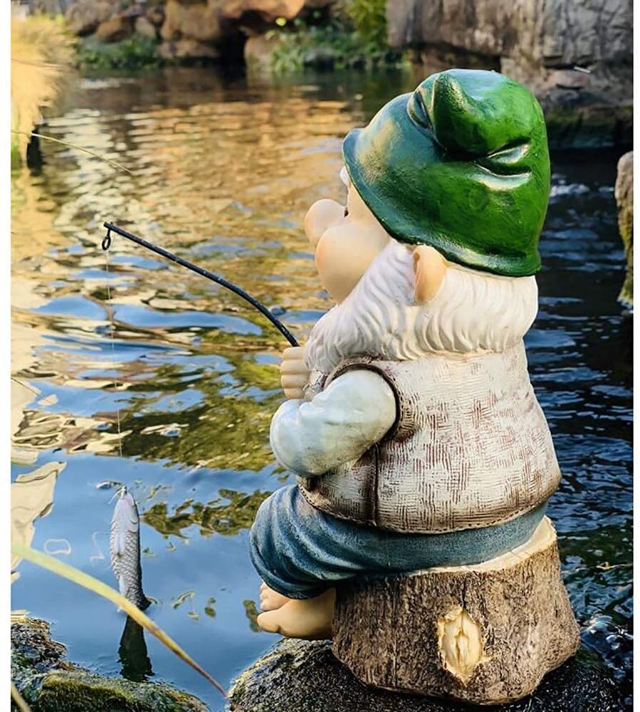 Krasnal wędkarski ogrodowa statuetka ogród na zewnątrz trawnik ozdoba dekoracja