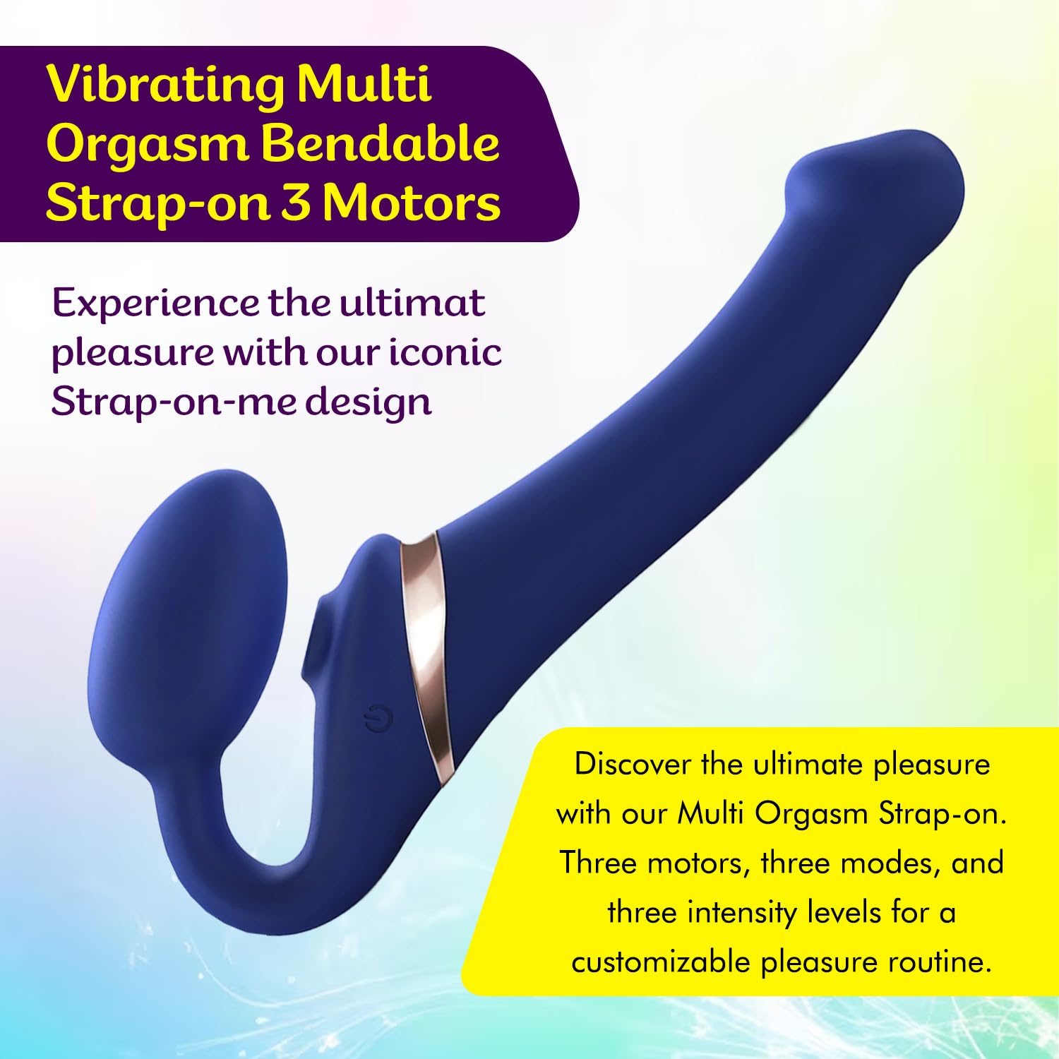 Strap-On-Me Strap-on Multi-Orgasmo Telecomandato 3 Motori – Tecnologia a Memoria di Forma – Tripla Stimolazione – Sex Toy Donna & Uomo in Silicone Morbido – Senza Imbrago, Impermeabile