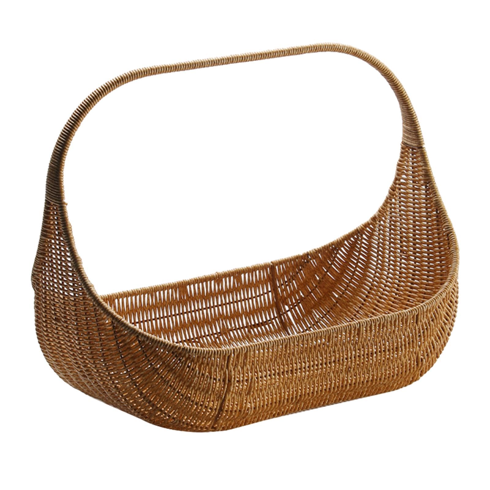 Cesto Portaoggetti, Cesto da Picnic, Cesto per, Cesto da Mercato, Cesto Intrecciato a Mano, Cesto Portaoggetti Intrecciato a Mano per Viaggi, 37x22x29 cm
