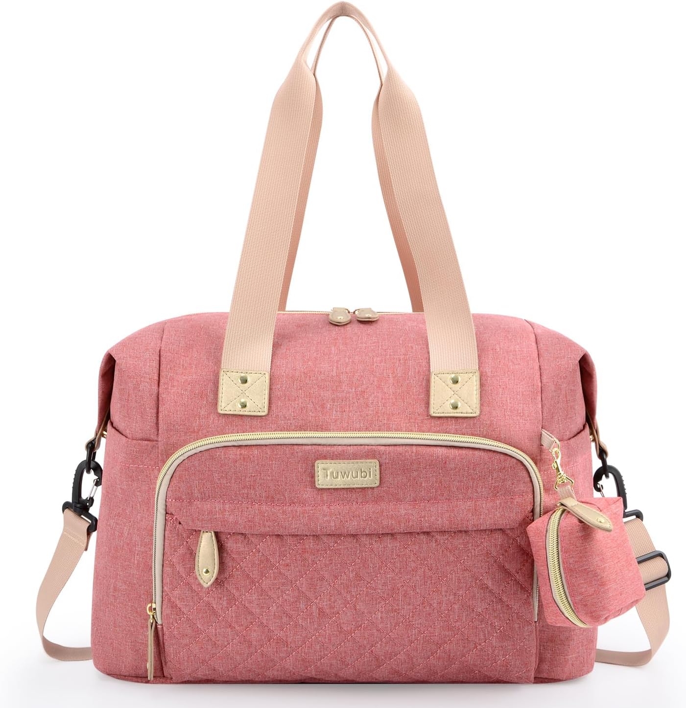 Tuwubi Diaper Bag Tote,Baby Diaper Bag with Pacifier Case Large Travel Diaper Tote Caddy for Mom and Dad Multifunction Large Baby Bag - M-Pink