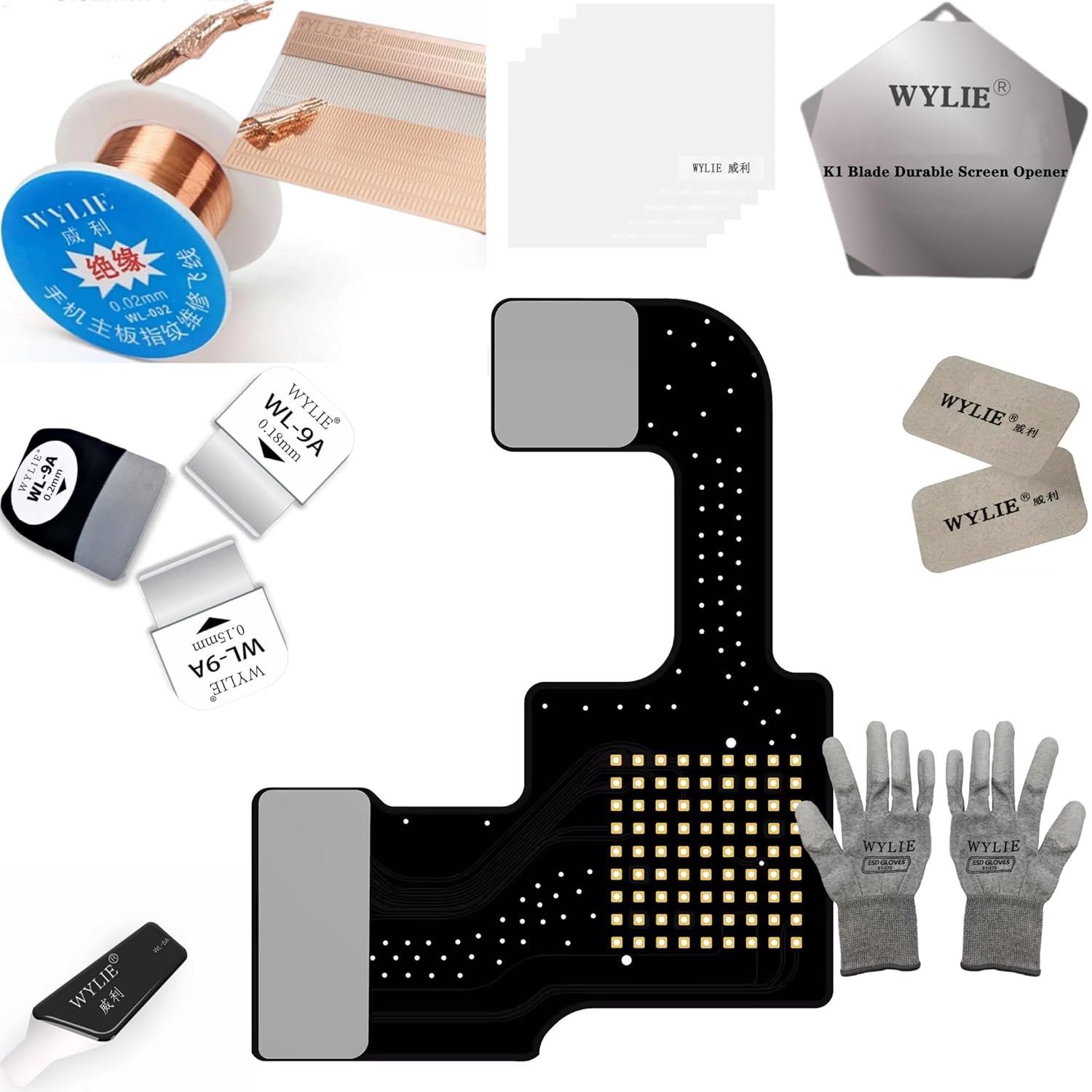 WYLIE YCS M.Y Earpiece Flash Cable for iPhone 17 Pro/17PM, Earpiece Flash Front Microphone NFC Signal Flex Cable with ESD Gloves and Screen Opener Professional Tools 12 Pack