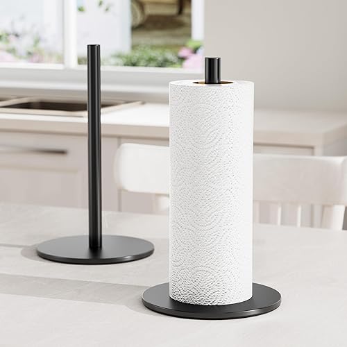 Miniatura 2 de Soporte para toallas de papel negro independiente, organizador de rollos de papel de acero inoxidable premium, dispensador de rollos de cocina de