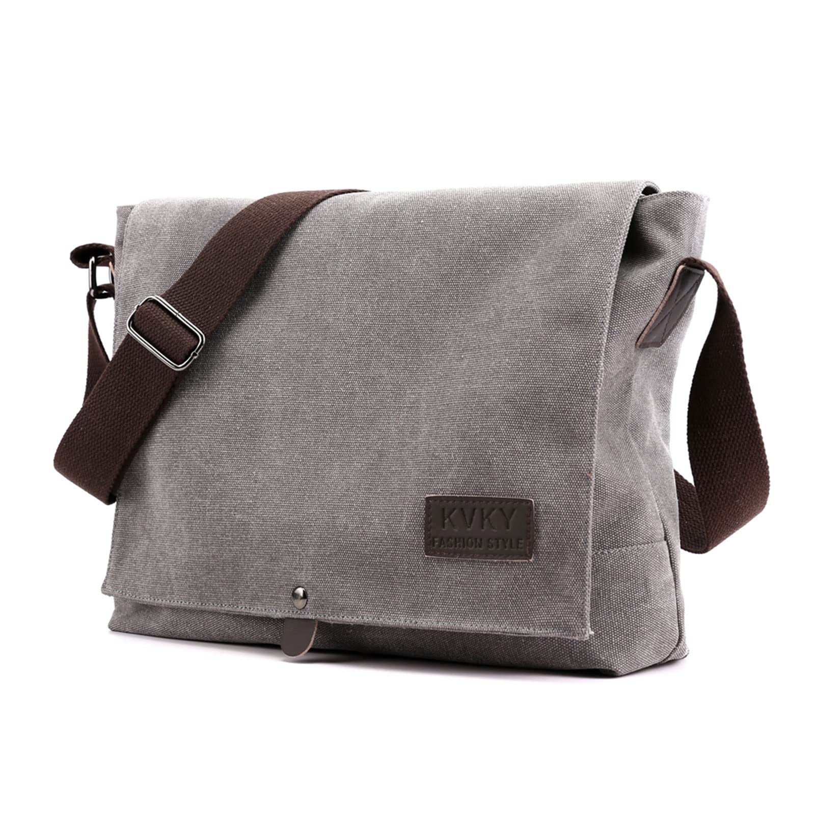 Wowcarbazole Men's Shoulder Bag, Canvas Crossbody Bag, Messenger Bag, Casual, A4, Large Capacity gray