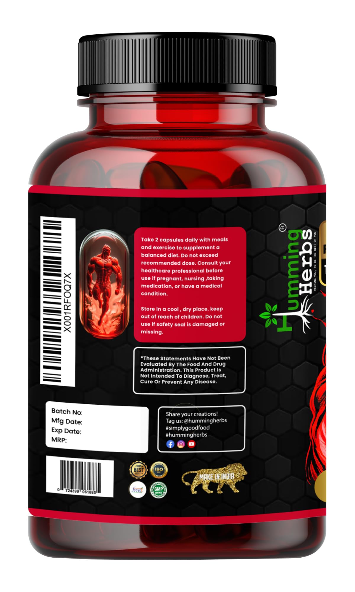 Humming Herbs Alpha Testosterone Supplement, 120 Vegan Capsules — Amazon image 10