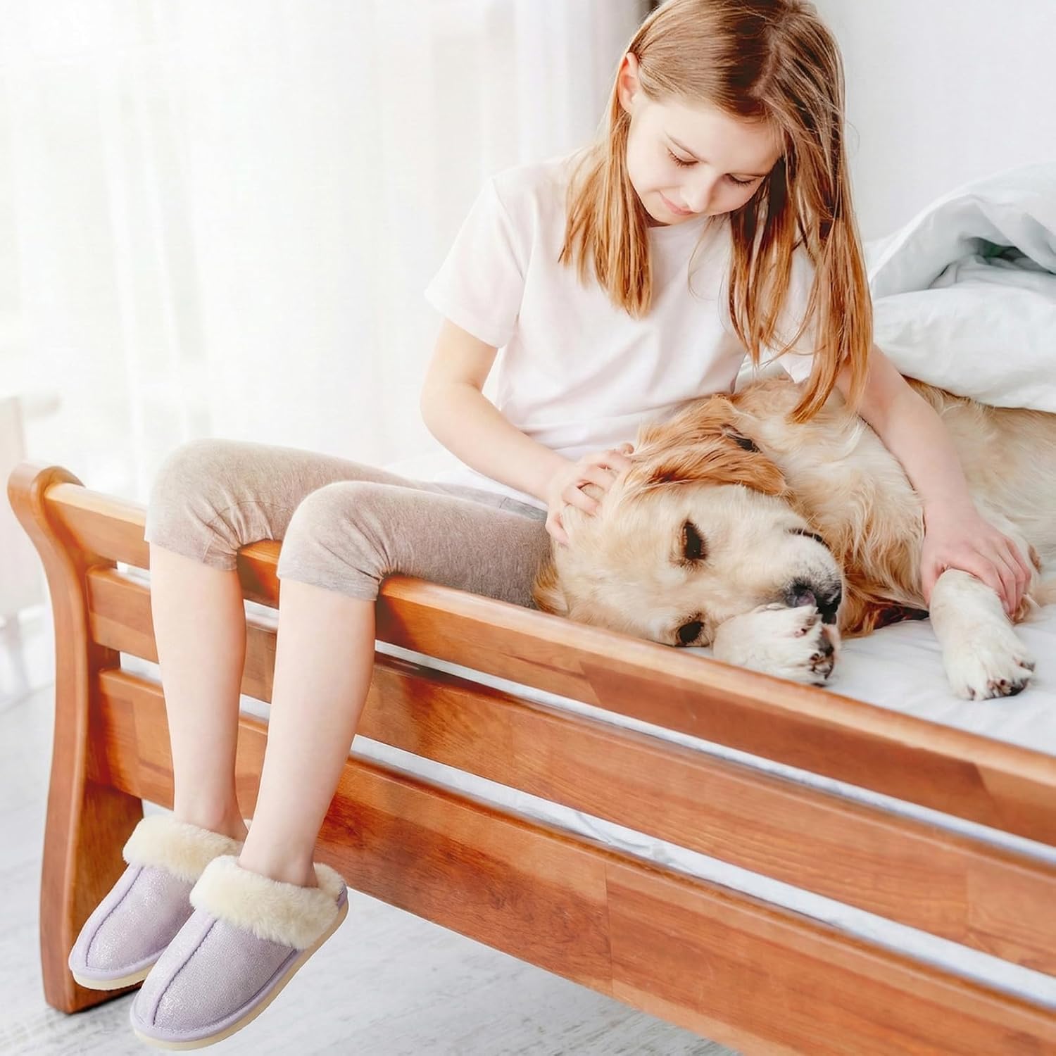 Besroad Kids Slippers Girls Boys Fuzzy House Slippers Warm Memory Foam House Shoes Soft Plush Bedroom Slippers Slides Indoor Outdoor - Image 2