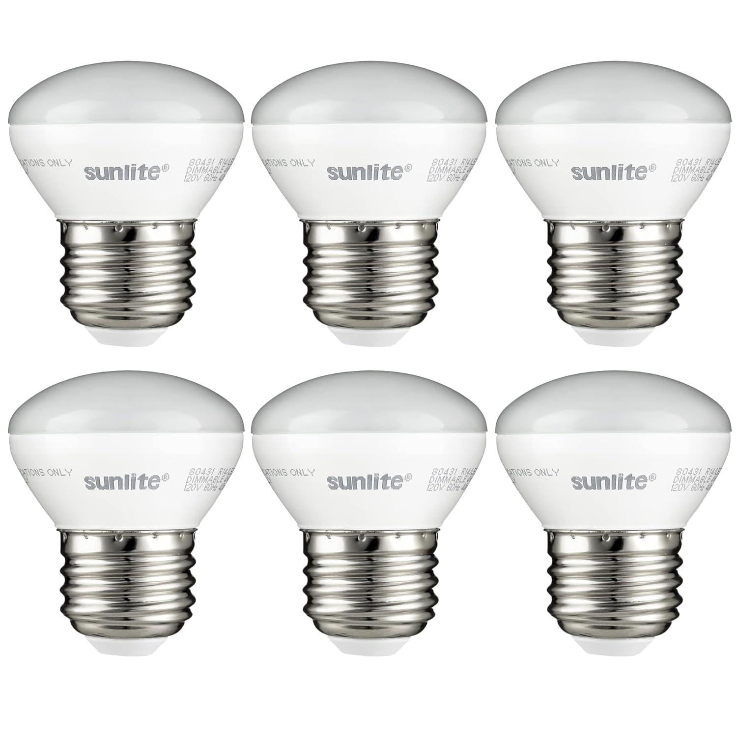 Sunlite LED R14 Mini Flood Light Bulbs 4 Watts 25W Equivalent 250 Lumens Medium E26 Base Dimmable ETL