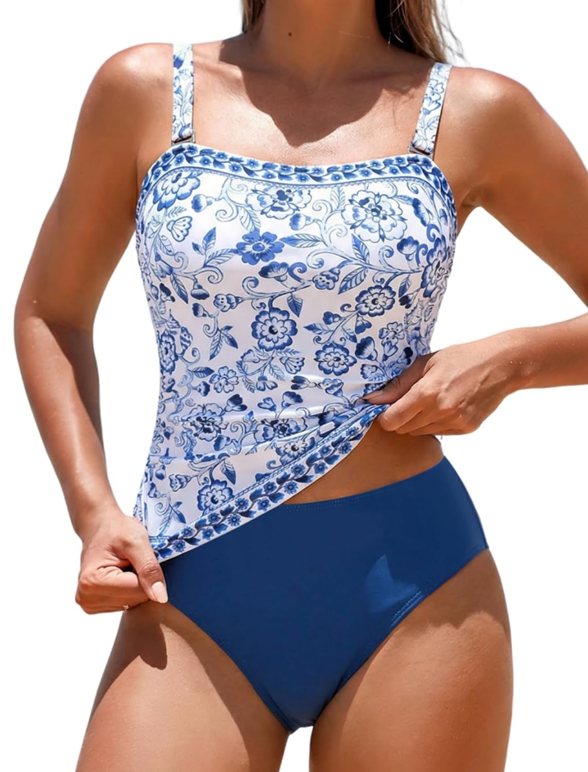 ZAFUL Women's Tummy Control Tankini Swimsuits, Floral Print Two Piece High Waisted Bathing Suits Full Coverage Bikini Bottoms - Review, Price and Buying Guide
