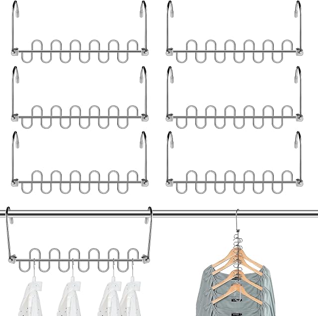 6 Pack Metal Magic Clothes Hangers, Space Saving Hanger,Stainless Steel Closet Wardrobe Magic Hangers for Clothes Coat