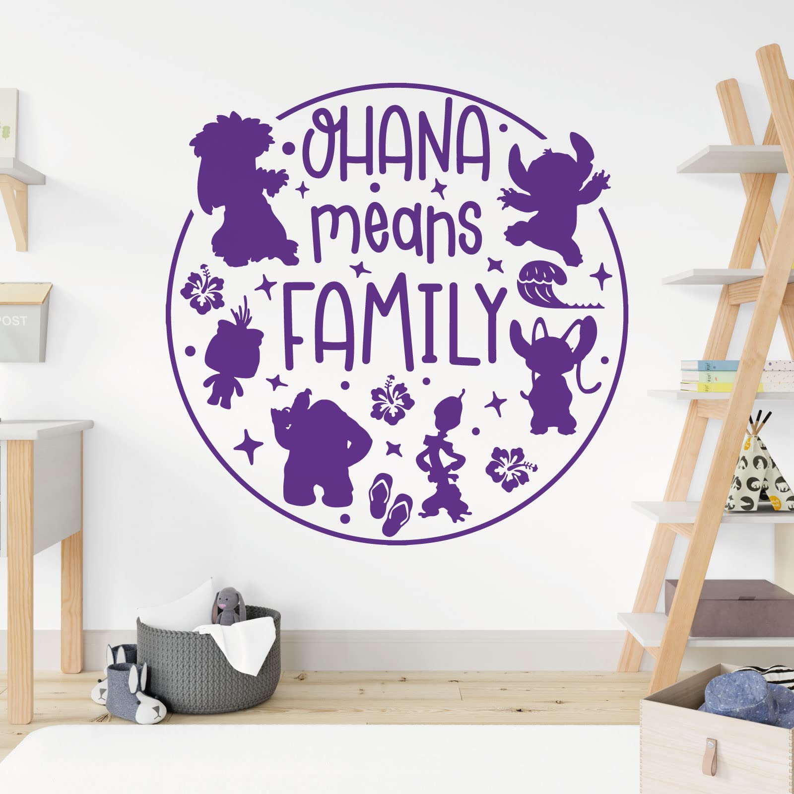 Ohana Means Family - Lilo and Stitch - Children Decal Wall Sticker [Large] [Purple]
