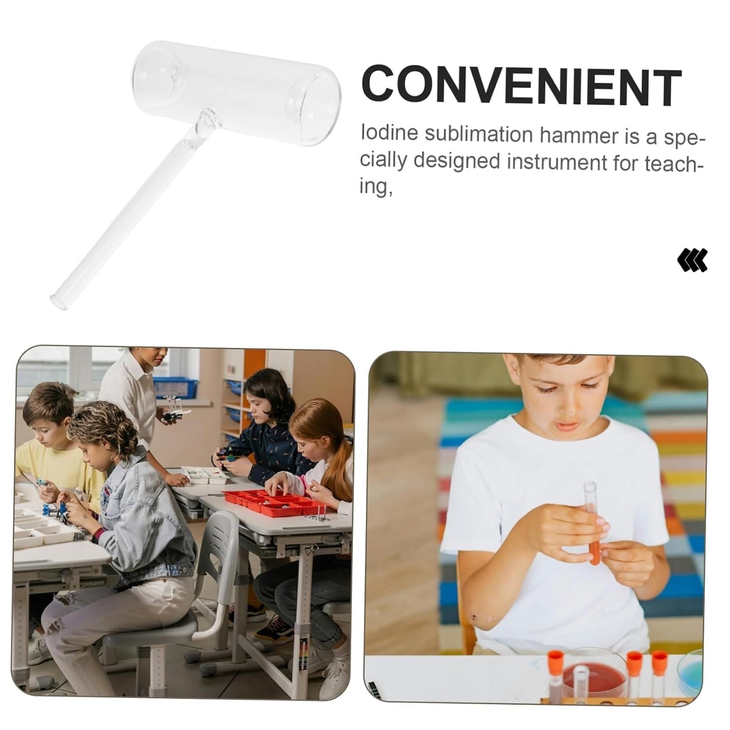 Sublimation Hammer Kit for Chemistry Experiments Glass Tube Teaching Tool for Classroom Equipment for Demonstrating Sublimation and Condensation Principles
