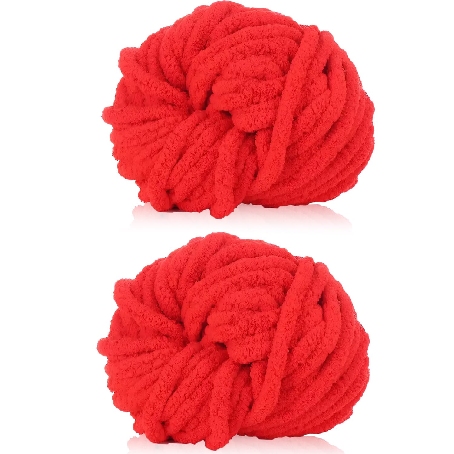 Cnwinu 2 Pack Chunky Yarn,240g Chenille Yarn for Hand Knitting,Multi-Colored Soft Thick Wool,Super Chunky Wool for Knitting&Crocheting Blanket,Cushion,Pet Beds,Bags,Hats,Scarves(Red)