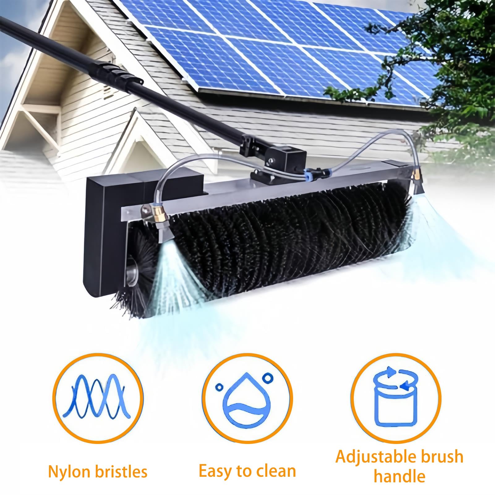 Automatisches Solarmodul-Reinigungsset - Ausziehbare Drehbürste für effiziente Solarpanel-Dach- und Fensterreinigung - Einfaches Wartungswerkzeug für Hausbesitzer