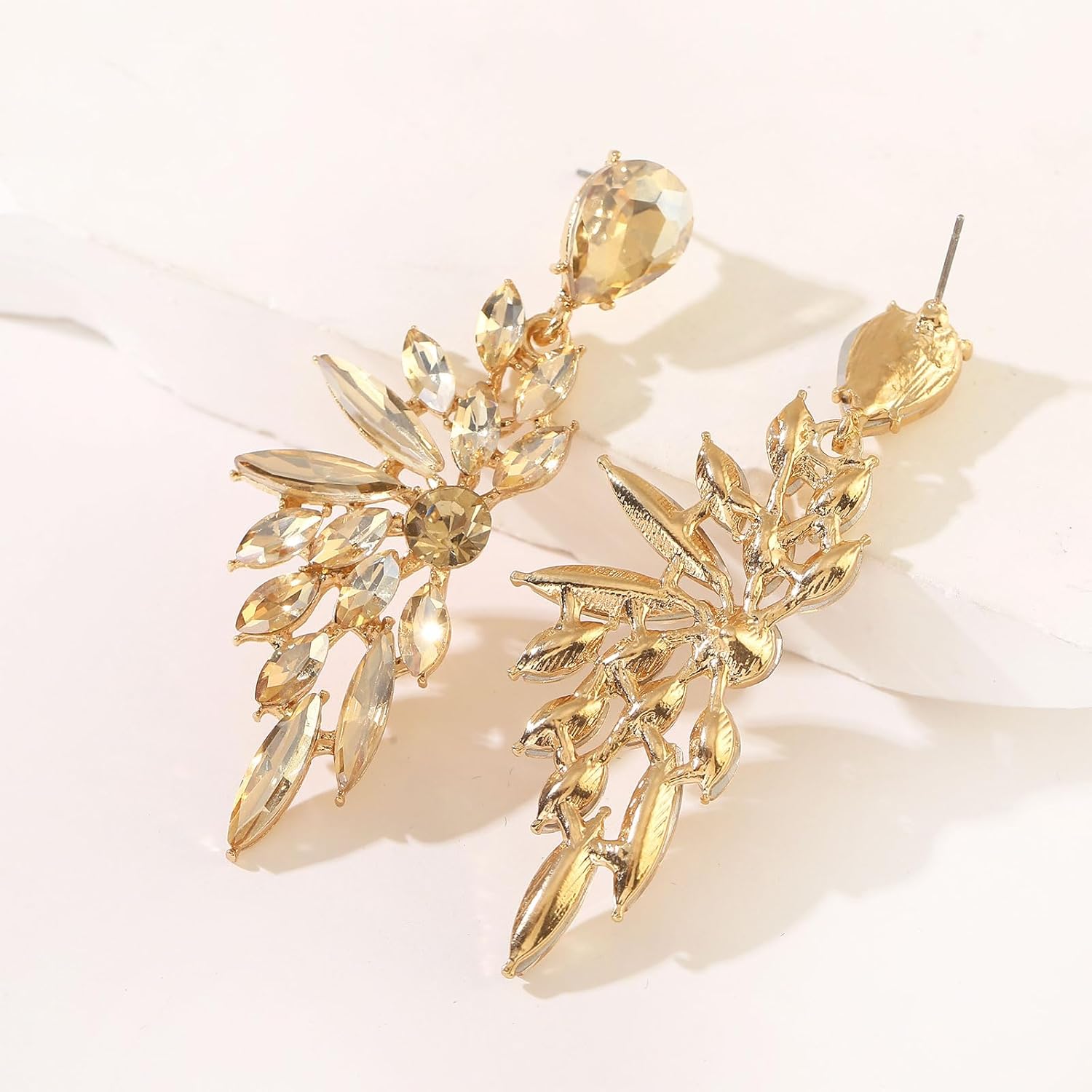 Rhinestone Statement Earrings Cluster Crystal Drop Dangle Earrings Teardrop Chandelier Earring Dangling Prom Wedding Bridal Earrings for Women - Image 8