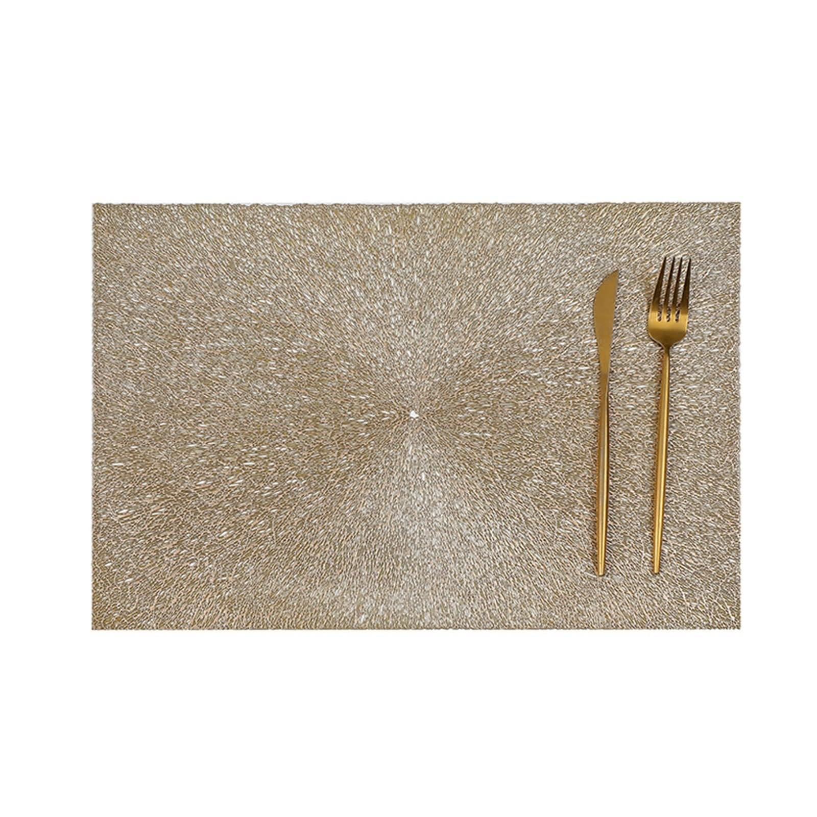 Set di 4 sottopiatti dorati, 45 x 30 cm, tovaglietta autunnale, tinta unita, rettangolare in PVC