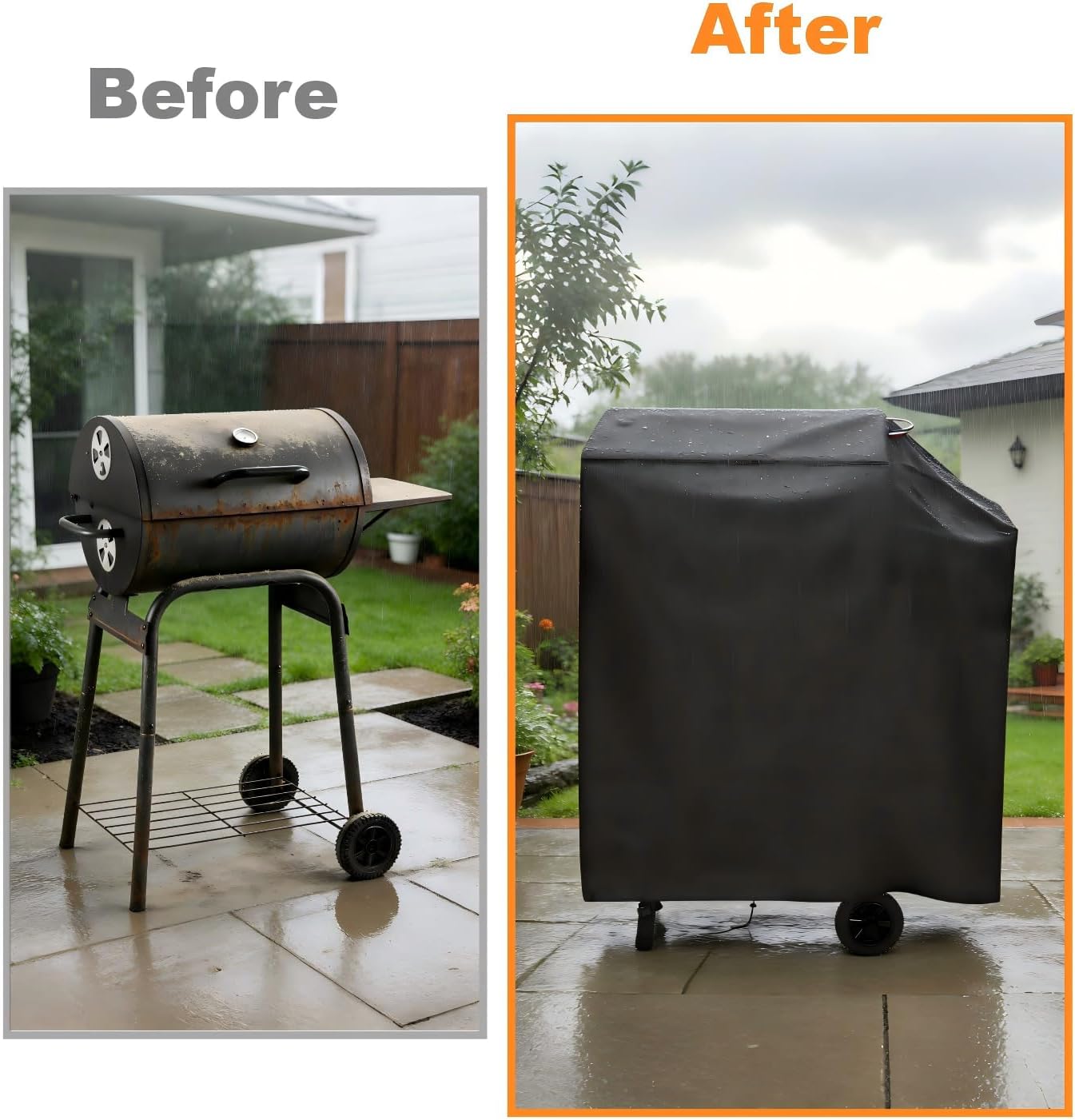 35 Inch Grill Cover for DNKMOR Barrel Charcoal Grill with Side Table, Waterproof Cover for Kendane Outdoor BBQ Grill with Side Shelf, Backyard Camping BBQ Accessories - 35x24x39 Inch