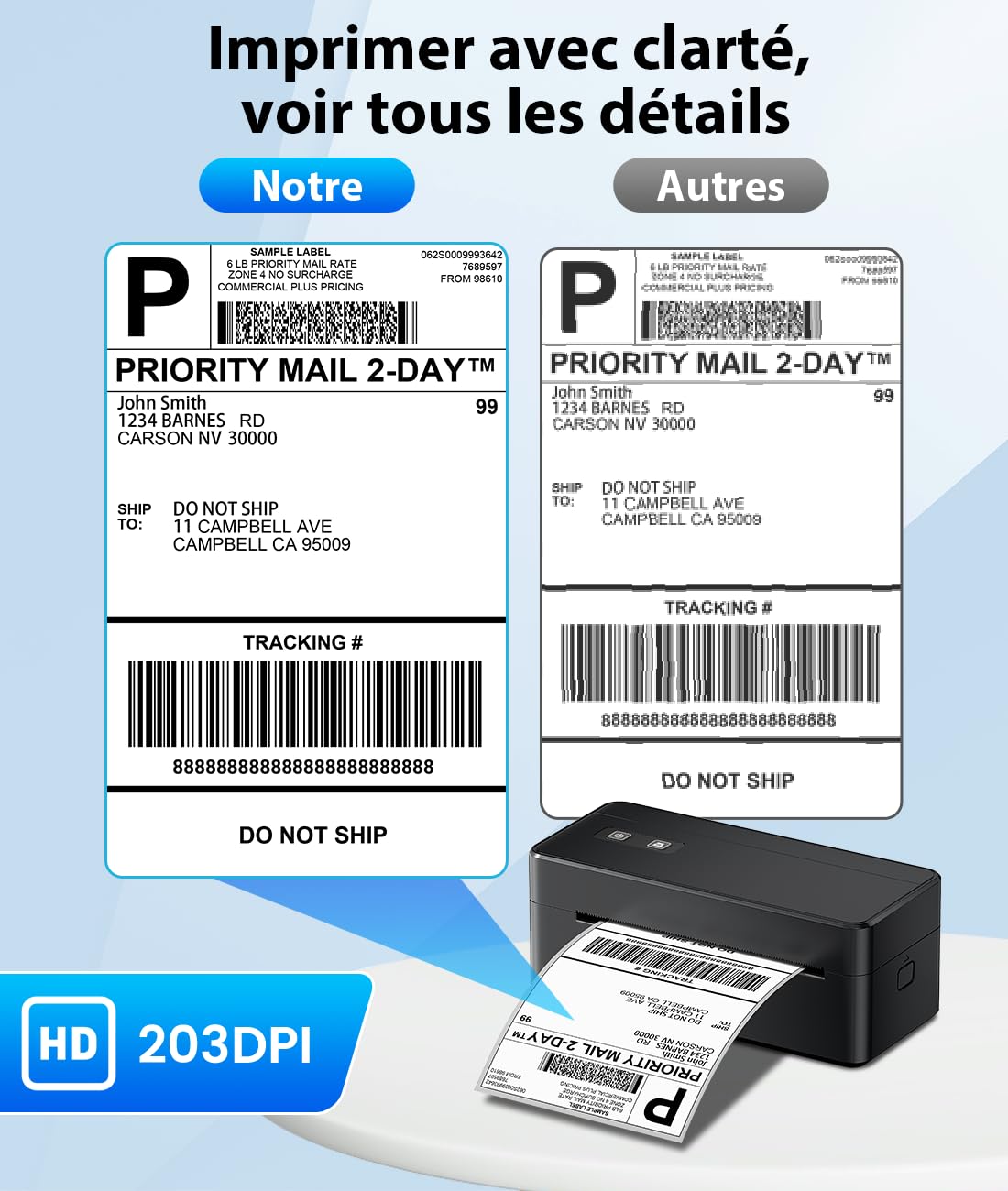 Imprimante Thermique Bluetooth 2410BT 4x6 Étiquette Expédition Compatible Amazon eBay Shopify