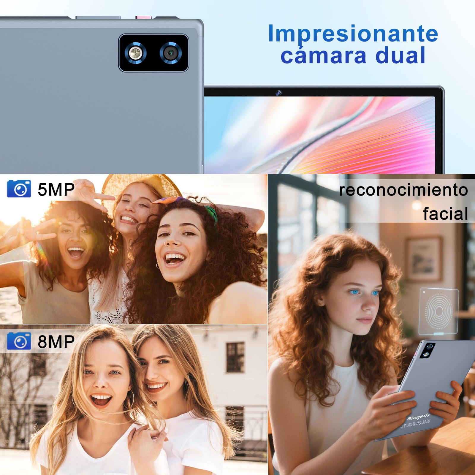 Tablet 10 Pulgadas Android 15 Gemini AI 30GB RAM 128GB ROM Octa-Core 2.0GHz 8000mAh 5G WiFi 6 BT 5.0 con Teclado y Ratón Gris