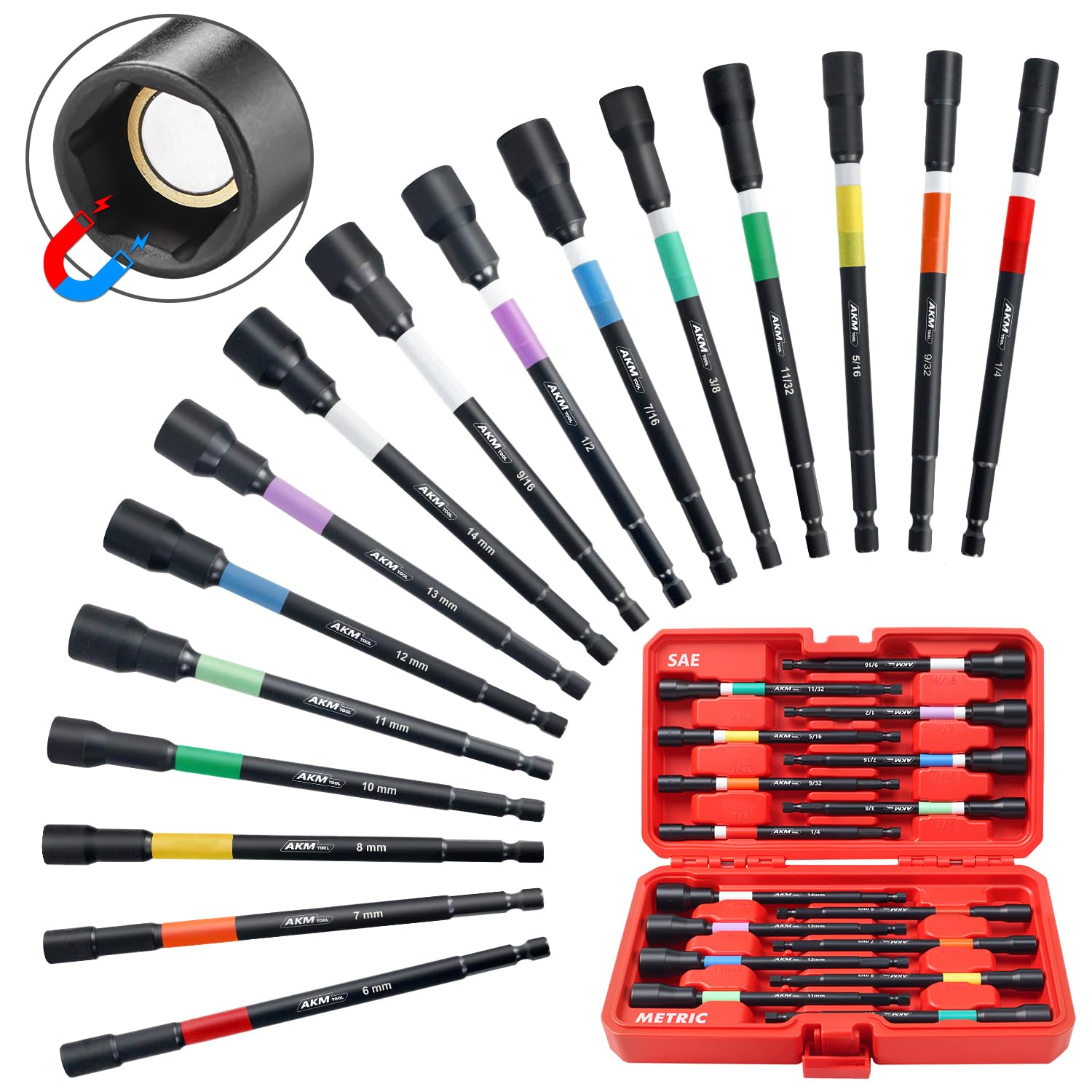 【AKM】テキストセット Amazon.com: AKM TOOL Nut Driver Set, Color-Coded Magnetic Nut