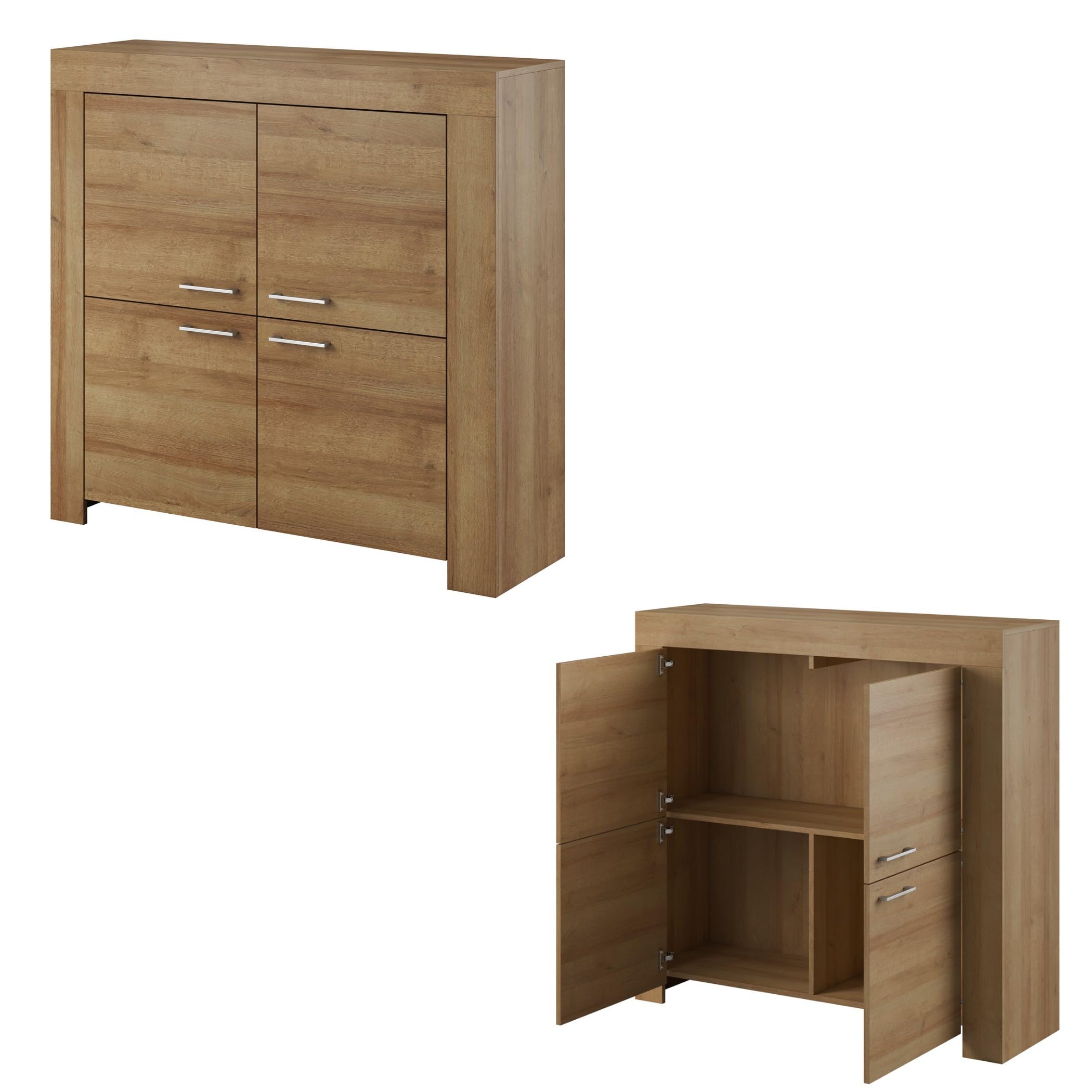 Wohnzimmer Set Wohnwand Sky Tv Schrank Vitrine Hängeregal Kommode Sideboard Couchtisch Eiche Rivera